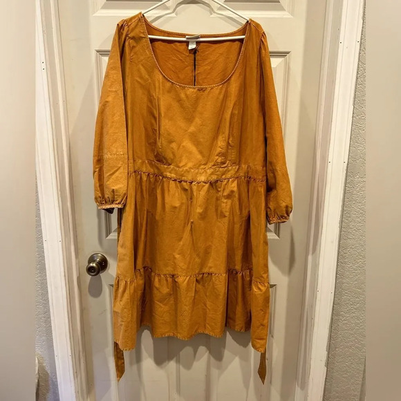 Ava & Viv Dresses & Skirts - Ava & Viv Women's Copper Pumpkin 3/4‎ Ballon Sleeve Ruffle Hem Dress size 2X NWT